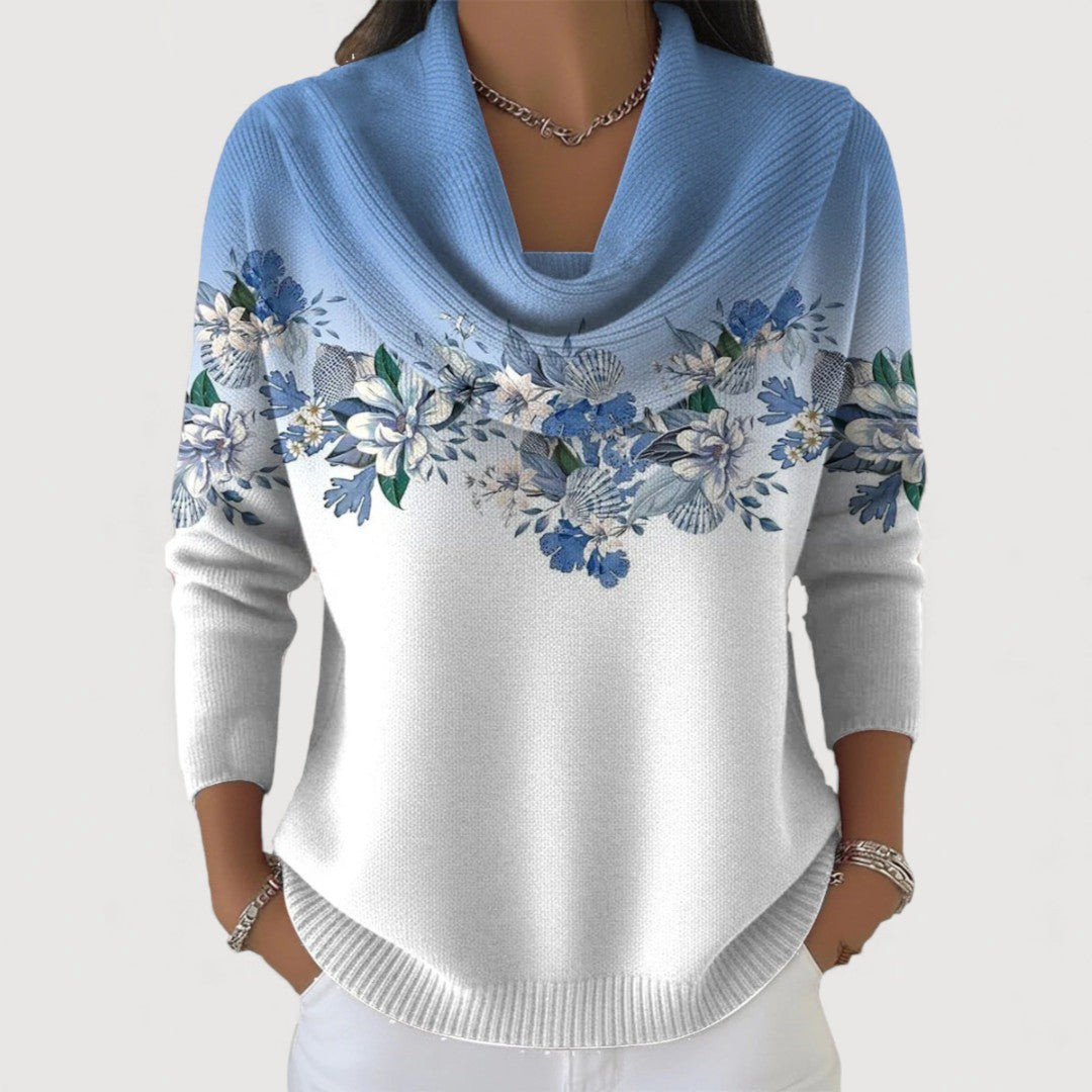 Samantha | Jersey floral con cuello suave